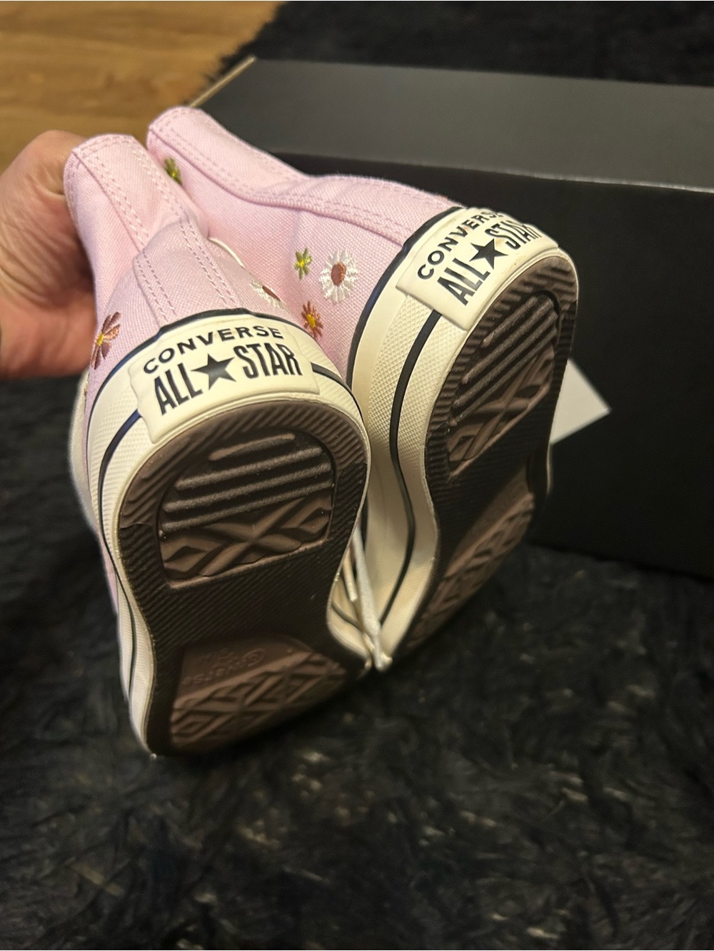 CONVERSE Ctas Hi top pink floral embroidered lace up shoes sneakers women’s 8.5 - Picture 5 of 9